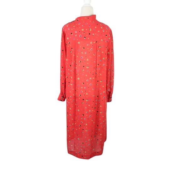 Vintage 70s Ma Mere Red Abstract Dot Print Loose Flowy Midi Dress 8 - Picture 4 of 7